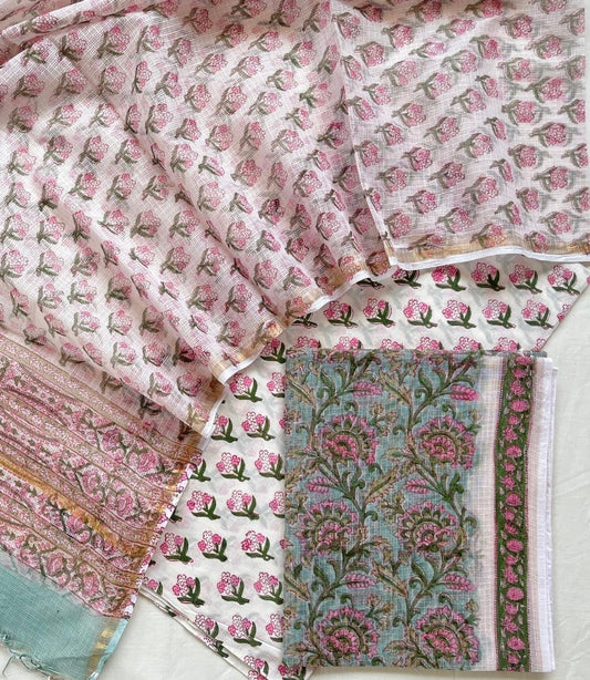 Jaal Print Full Kota Doria Suit Set