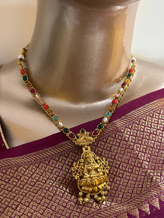 Navarthna-Short chain with Lakshmi dollar Mandira Silks