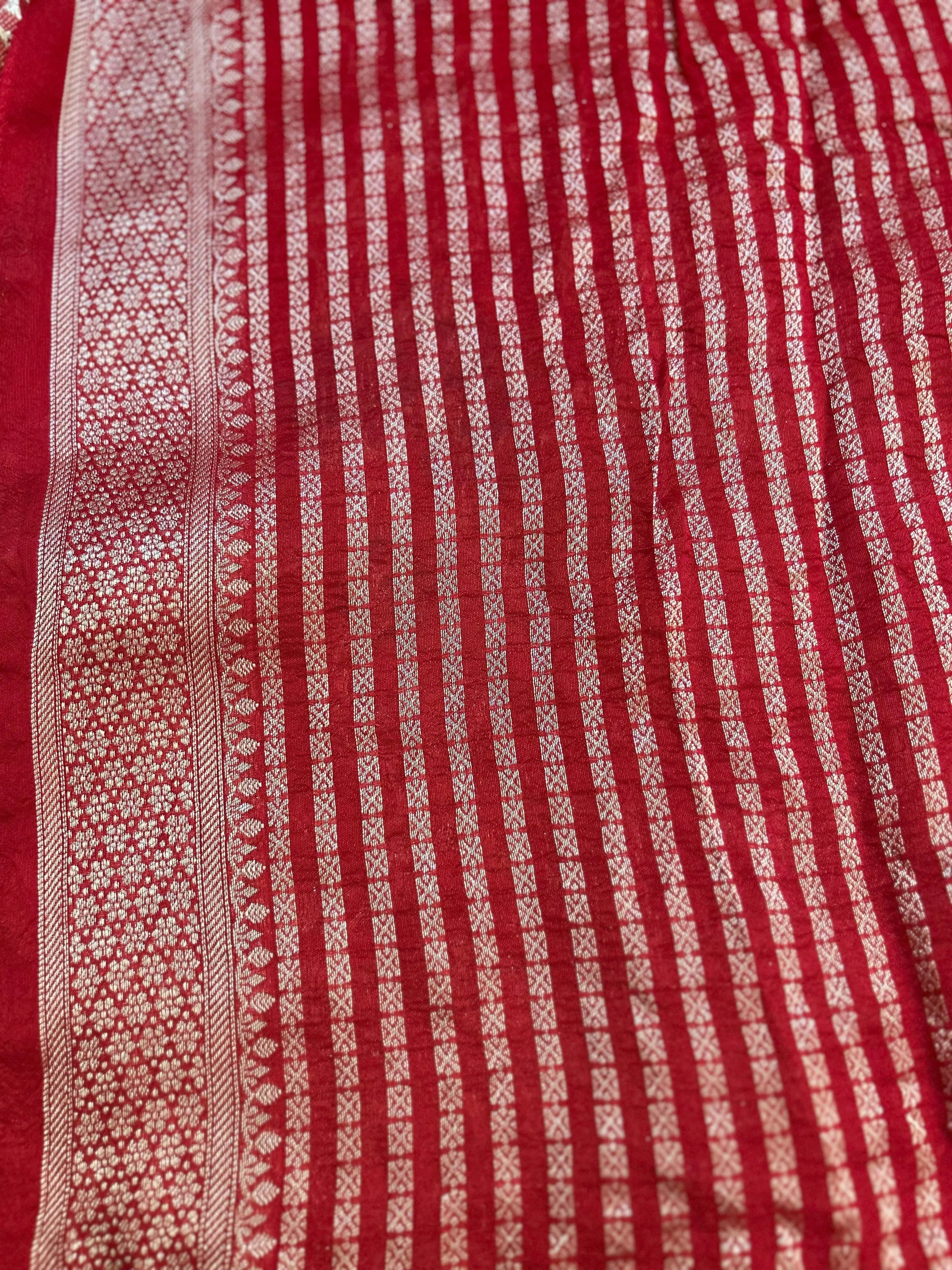 Red Color Munga Tussar Saree with Banarasi weaving all over the saree Mandira Silks