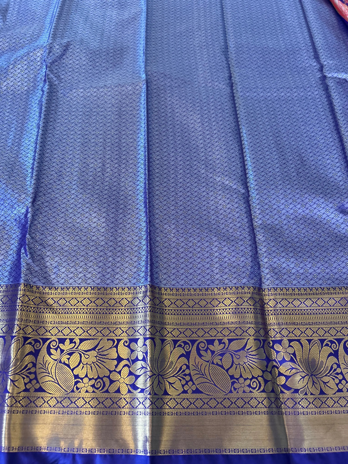 Pink and Navy Blue Kanjivaram Semi Silk Sarees Mandira Silks