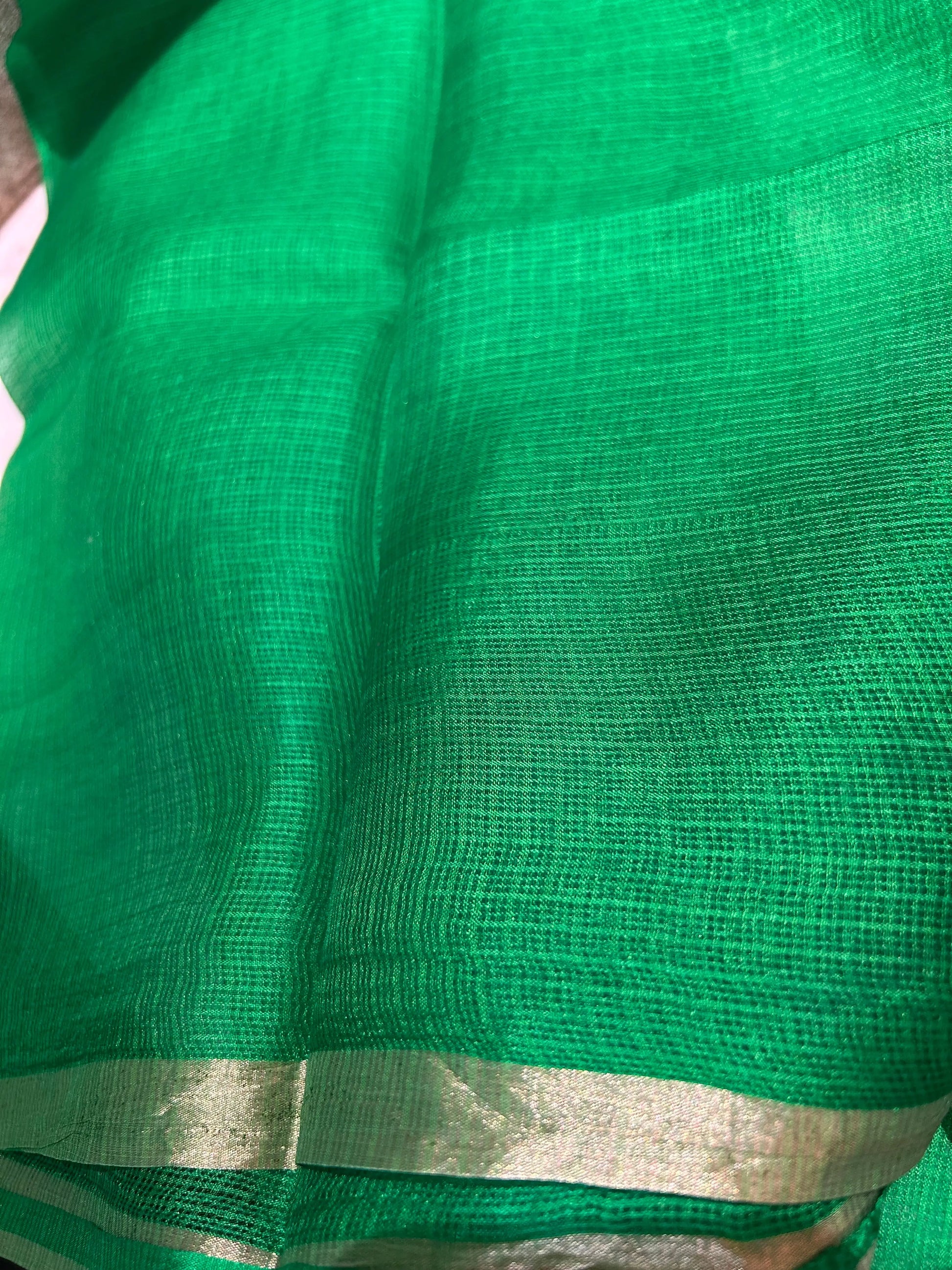 Green Color Pure Kota Silk Saree with Lehariya Pattern Mandira Silks