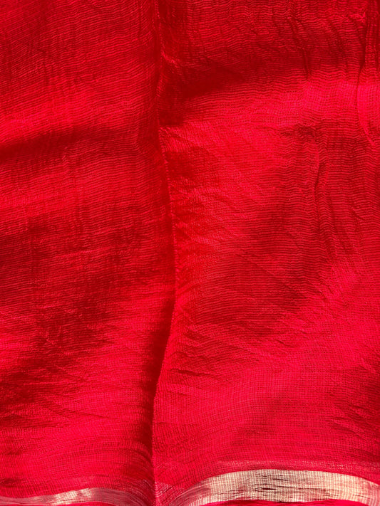 Pink Color Pure Kota Silk Saree with Lehariya Pattern Mandira Silks