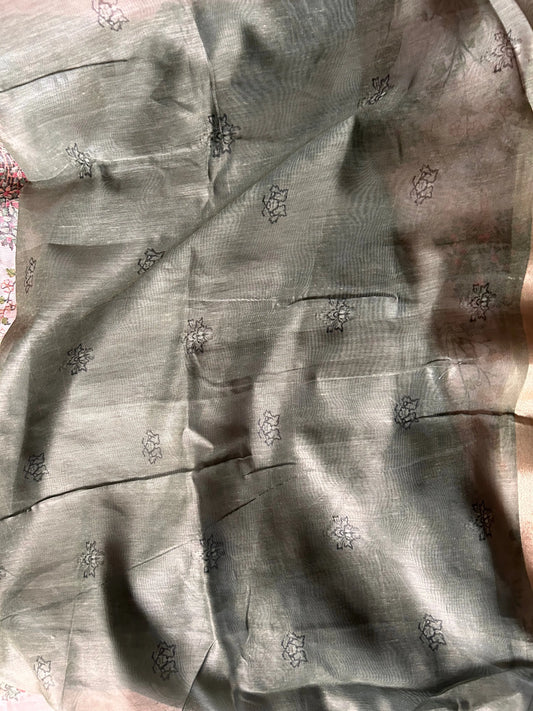 Cream Color Printed Chanderi Daily wear Saree Mandira Silks