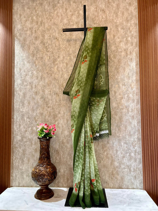 green color saree