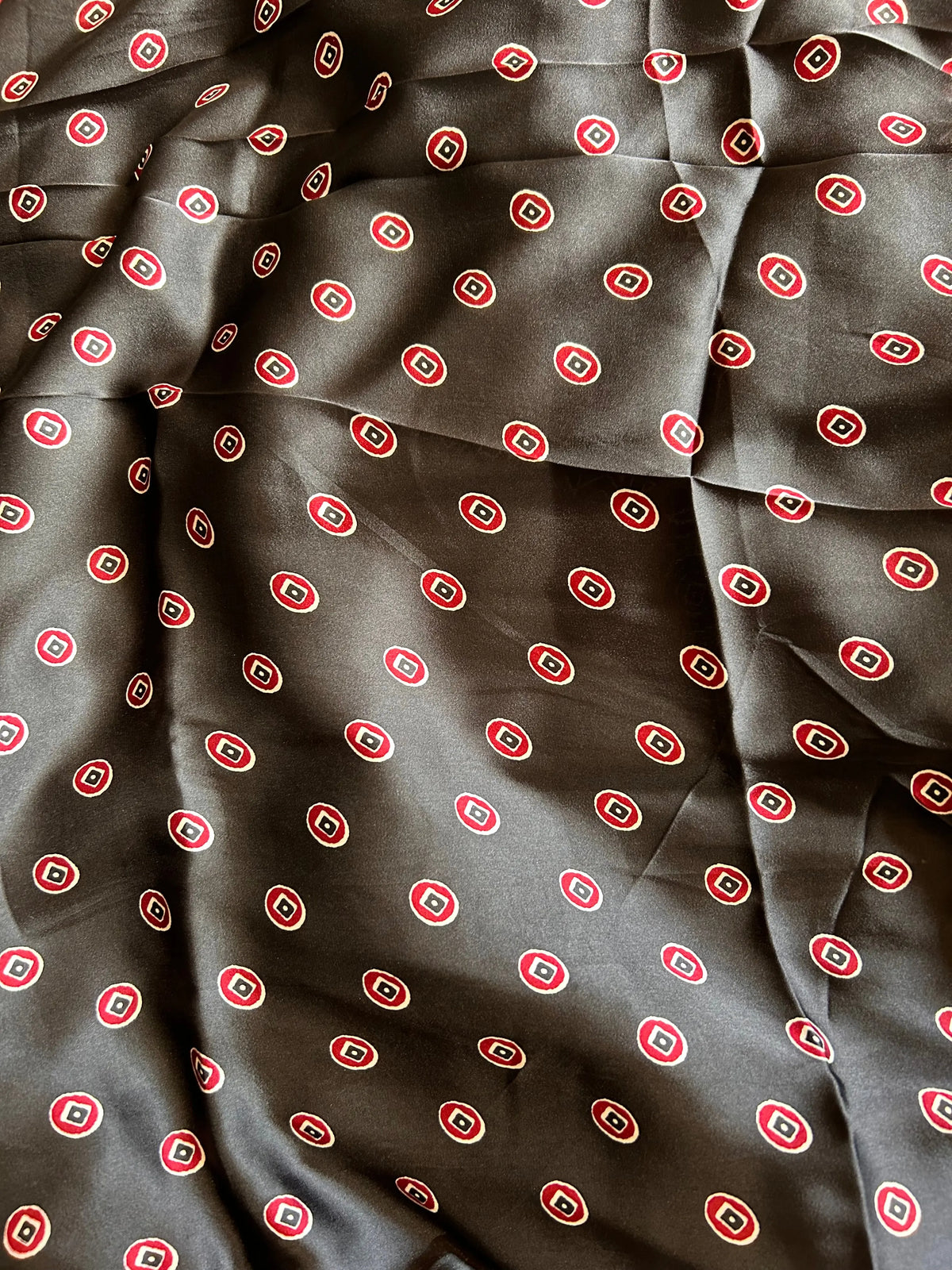 Dark fabric with red and white circular pattern Blouse