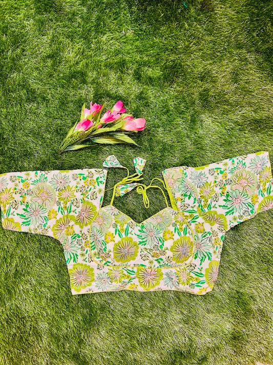 Green color Viscous Crepe silk Designer Blouse