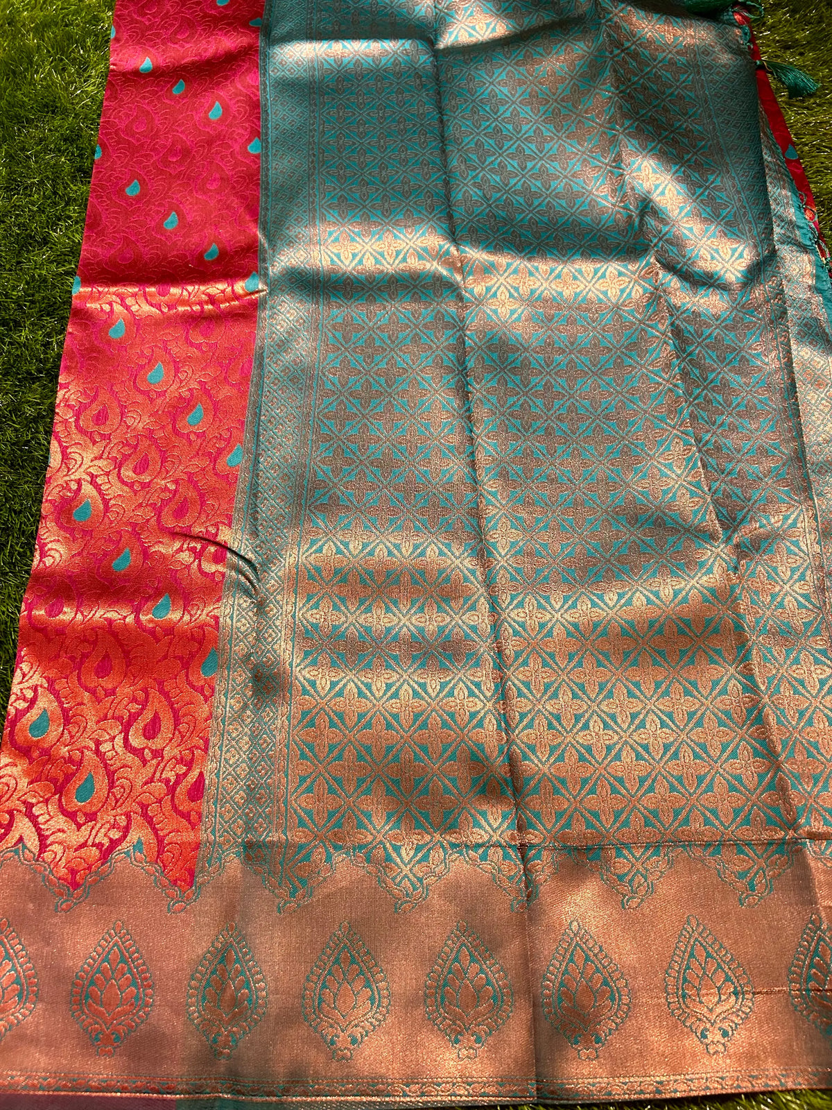 Pink Color Semi Silk Saree with contrast Border for festive wear Mandira Silks