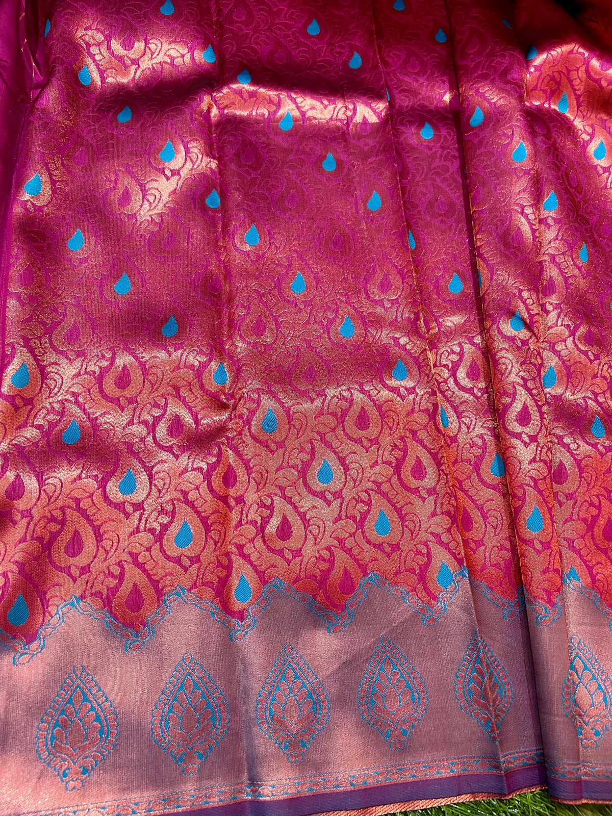 Pink Color Semi Silk Saree with contrast Border for festive wear Mandira Silks