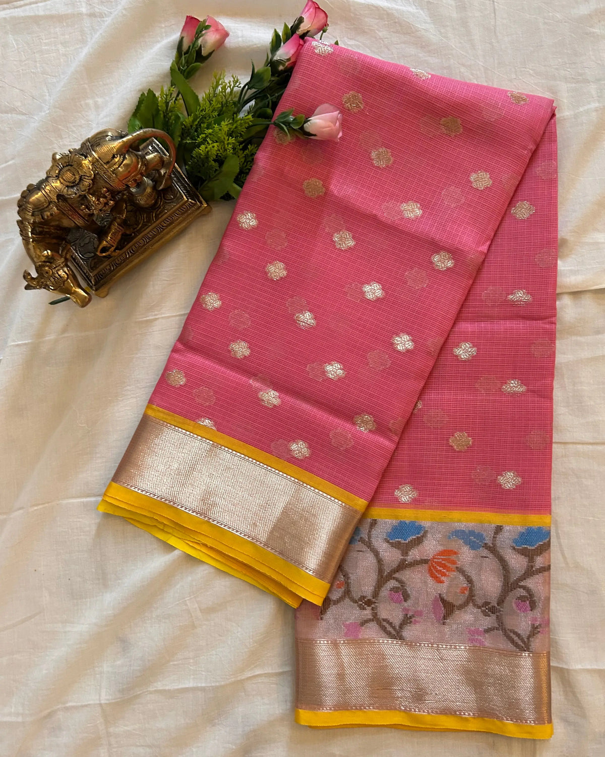 Pink Color Kota Saree with Paitani Border Mandira Silks