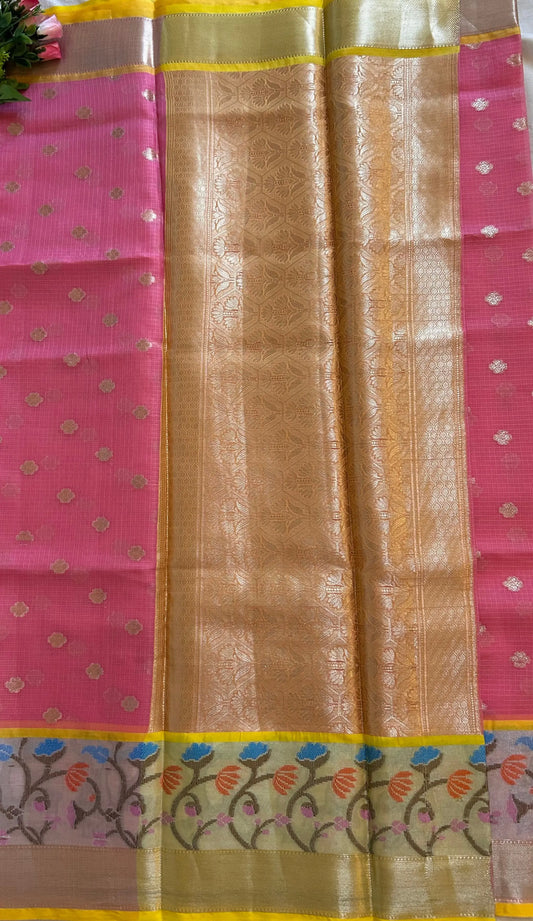 Pink Color Kota Saree with Paitani Border Mandira Silks